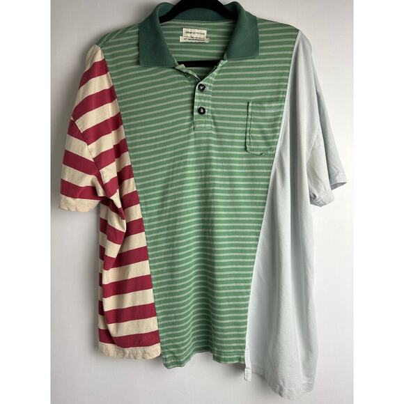 Urban Outfitters SMALL Patchwork Polo Men's Shirt Asymmetrical Y2K RARE - Picture 2 of 11